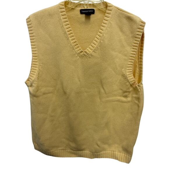 Lands' End Other - Lands' End Men's Large 42-44 cotton Sweater Vest Yellow V-Neck knit golf grandpa